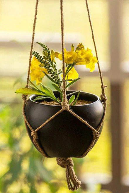 Metal Hanging Planter with Jute Rope (without Plant) – Truly Earthy
