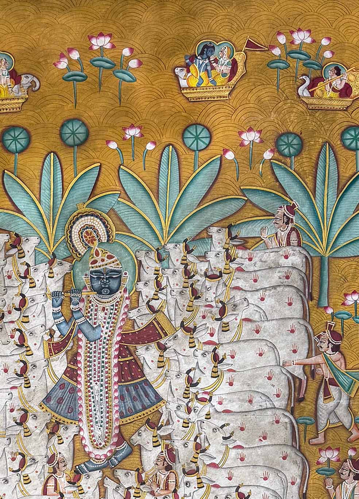 Pichwai Painting Gopashtami (Handmade / Unframed / 141.4 x 204.9 cm)