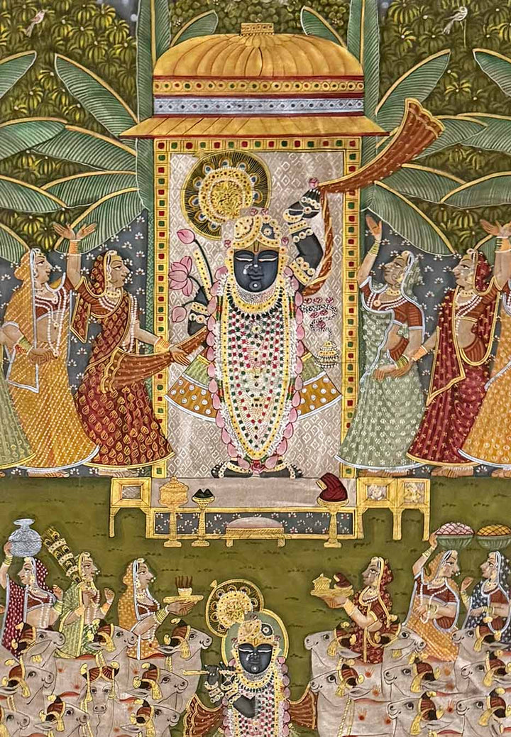 Vintage Shrinathji - Pichwai Painting (Handmade / Unframed / 115.5 x 172.7 cm)