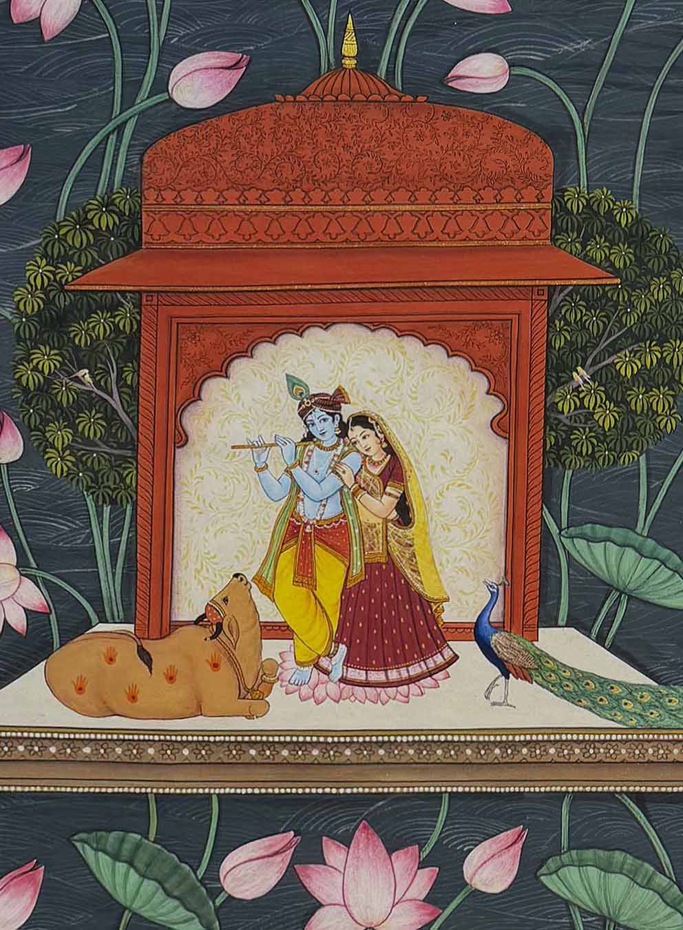 Radha Krishna - Kamal Talai (Handmade / Unframed / 114.3 x 167.6 cm)