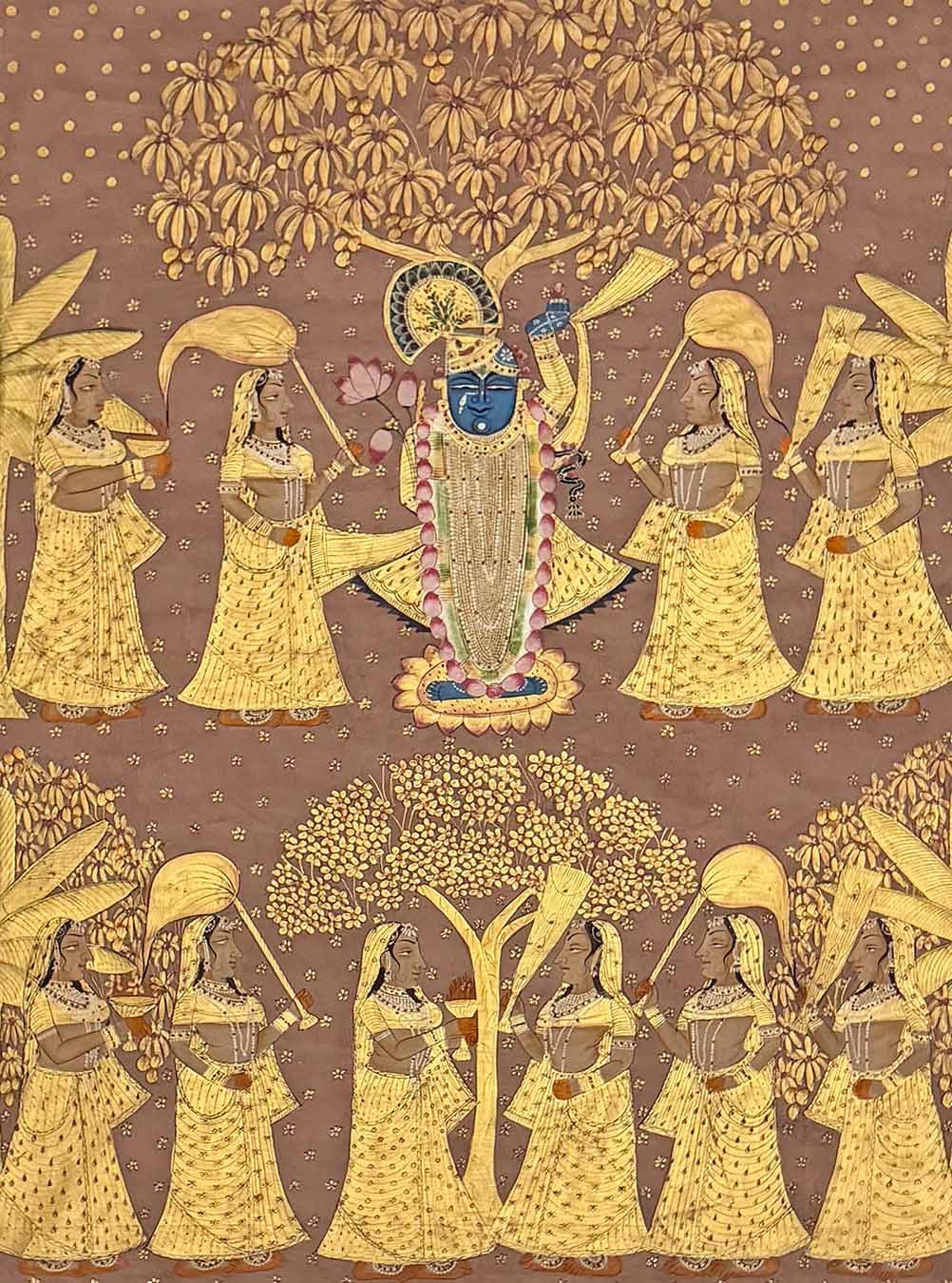 Swarna Vraj Darshan - Pichwai Painting (Handmade / Unframed / 115 x 176 cm)