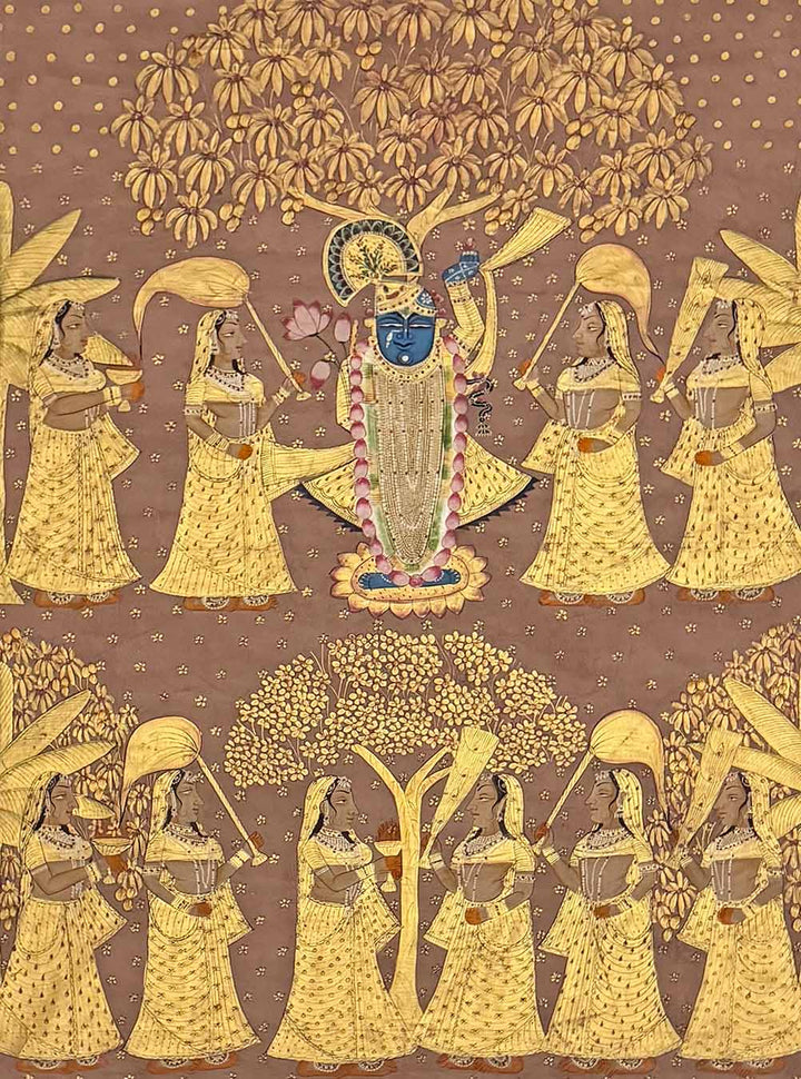 Swarna Vraj Darshan - Pichwai Painting (Handmade / Unframed / 115 x 176 cm)