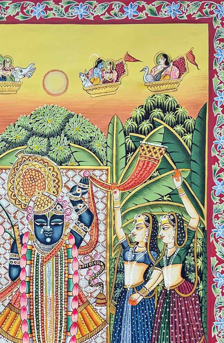 Shrinathji Pichwai Painting (Handmade / Unframed / 60.9 x 91.4 cm)