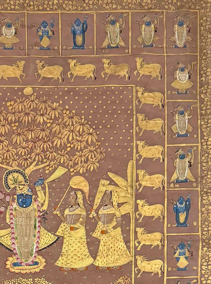 Swarna Vraj Darshan - Pichwai Painting (Handmade / Unframed / 115 x 176 cm)