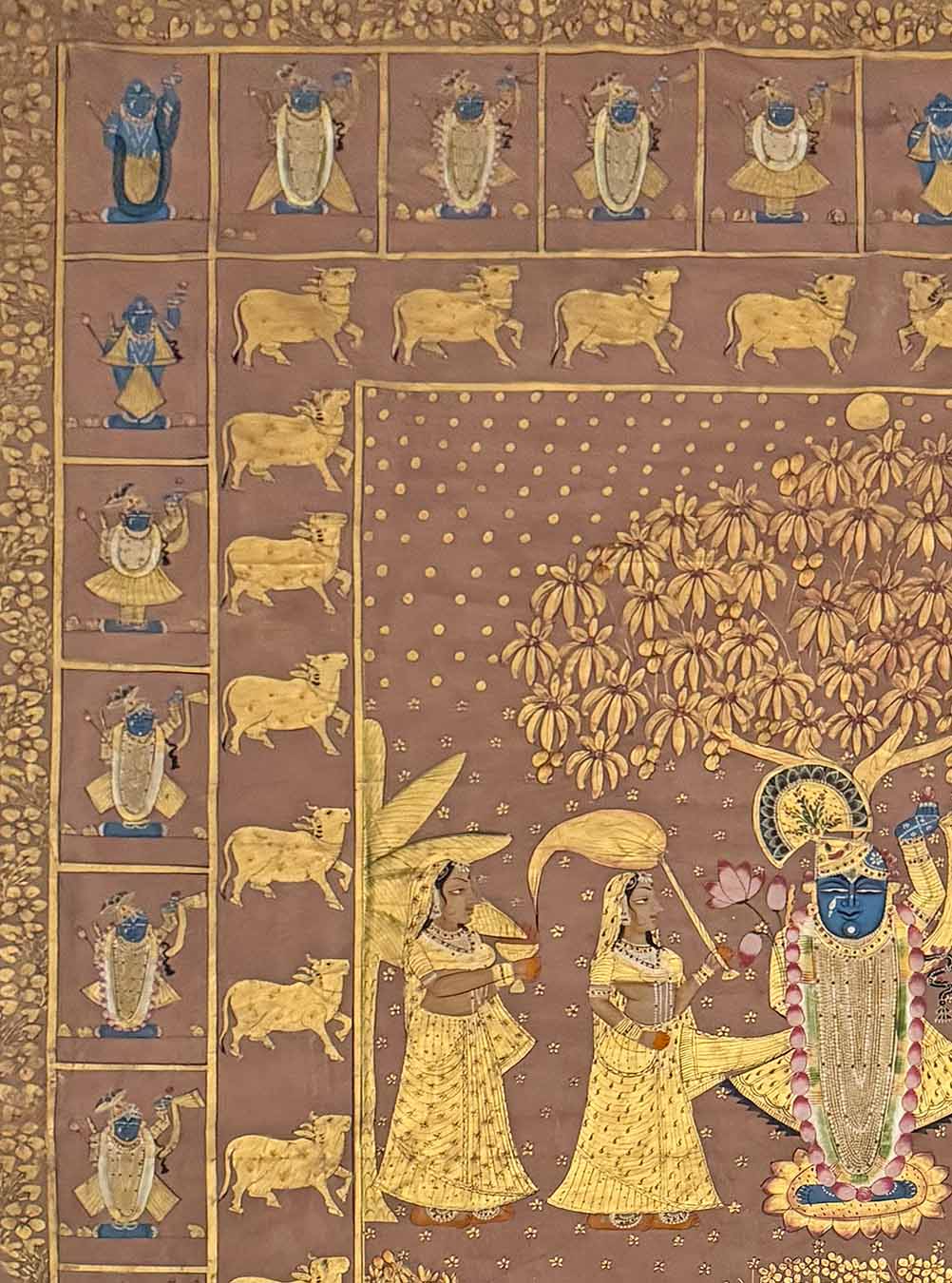 Swarna Vraj Darshan - Pichwai Painting (Handmade / Unframed / 115 x 176 cm)