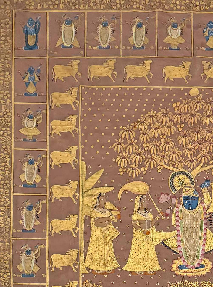 Swarna Vraj Darshan - Pichwai Painting (Handmade / Unframed / 115 x 176 cm)