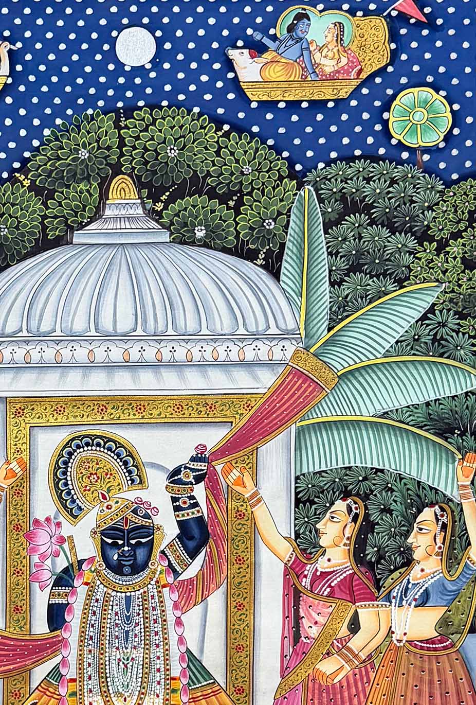 Sharad Purnima - Handmade Pichwai Painting (Unframed / 60.9 x 91.4 cm)