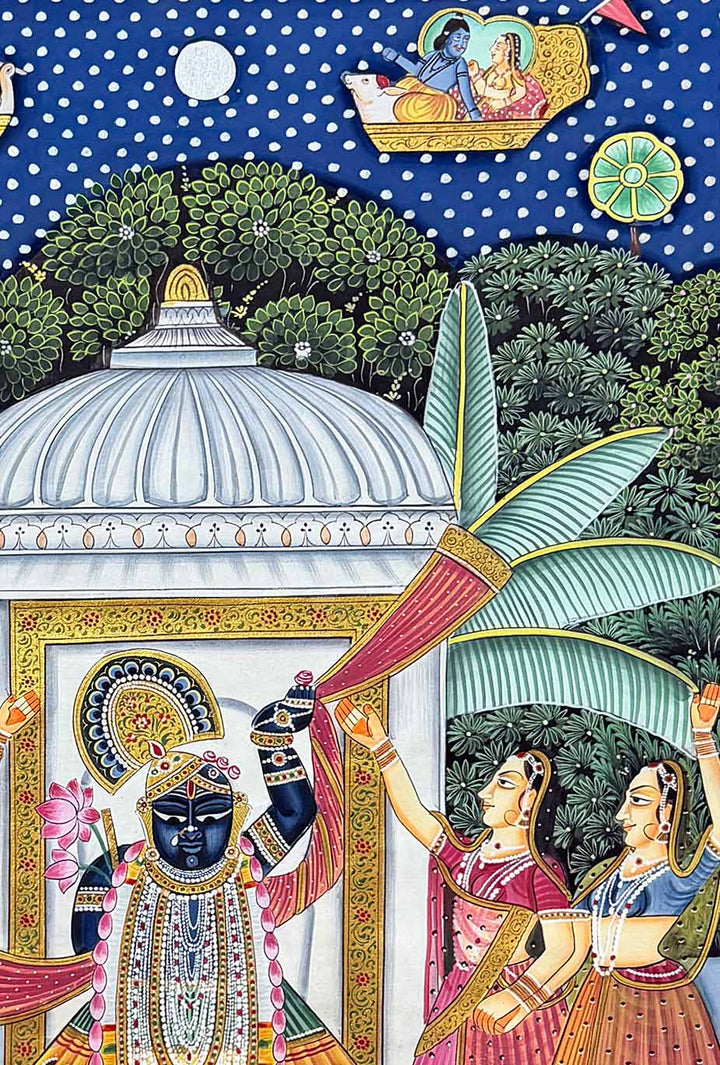 Sharad Purnima - Handmade Pichwai Painting (Unframed / 60.9 x 91.4 cm)