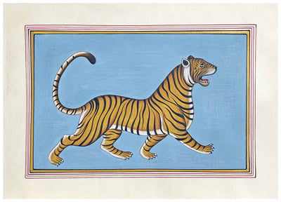 Vintage Tigers - Handmade Miniature Painting (set of 2 paintings)
