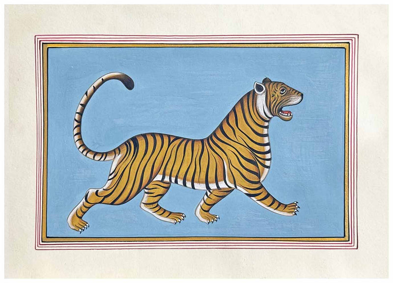 Vintage Tigers - Handmade Miniature Painting (set of 2 paintings)
