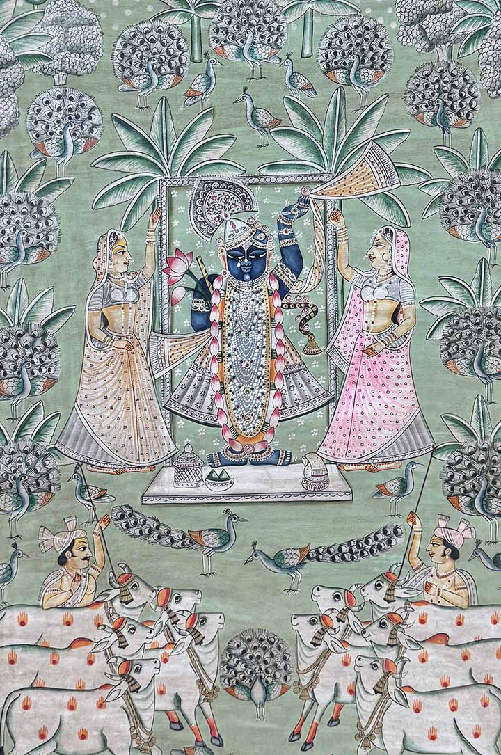 Vintage Handmade Pichwai Painting (Unframed / 60.9 x 91.4 cm)