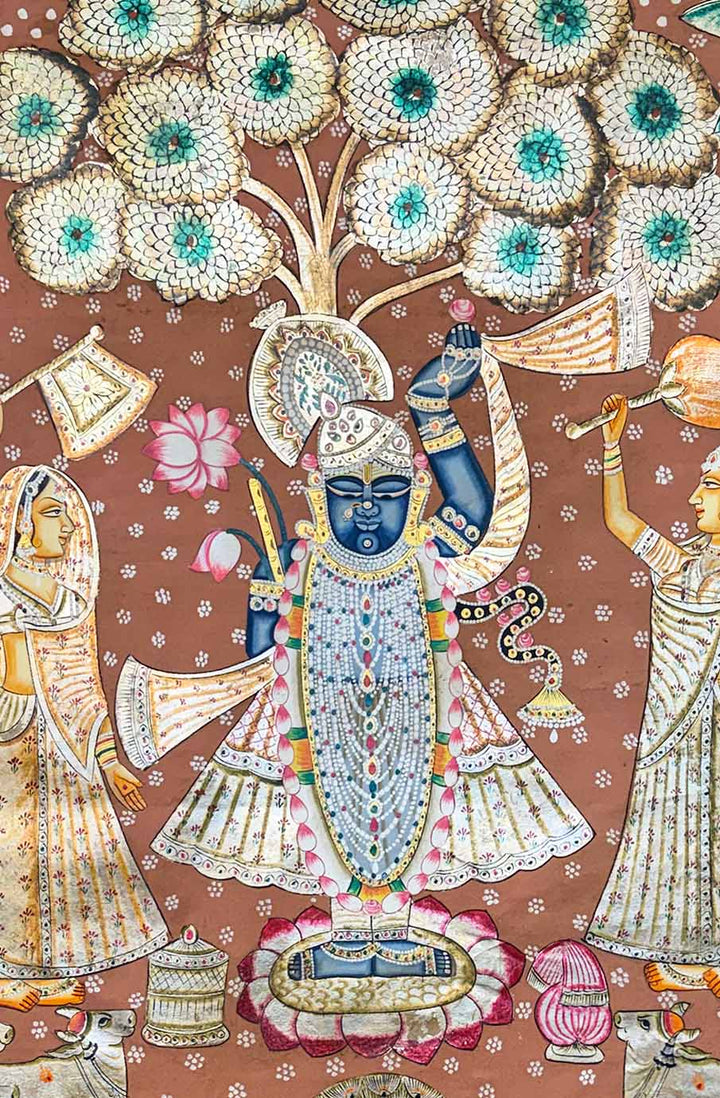Pichwai Painting Shrinathji Darshan (Handmade / Unframed / 90.1 x 138.4 cm)