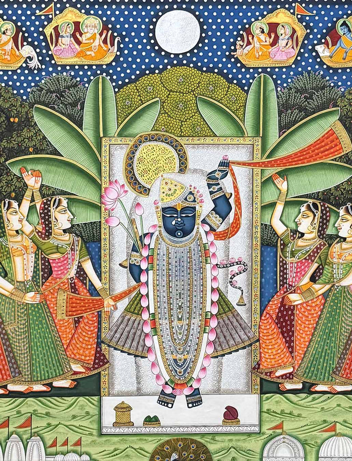 Exclusive Sharad Purnima Pichwai Painting (Handmade / Unframed / 91.4 x 121.9 cm)