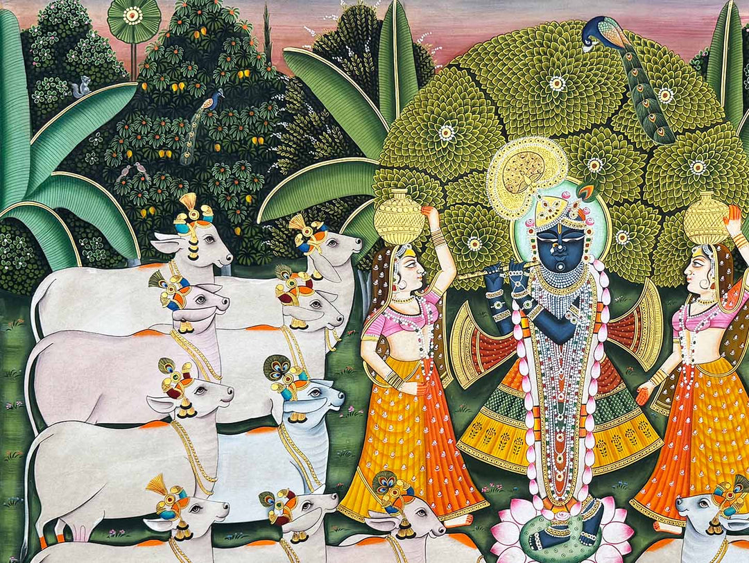 shrinathji with cows pichwai painting_3