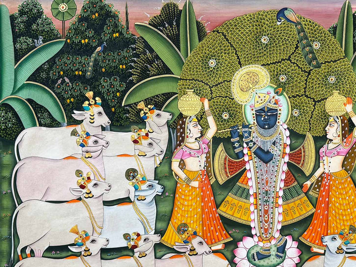 shrinathji with cows pichwai painting_3