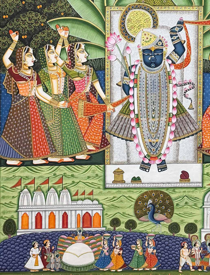 Exclusive Sharad Purnima Pichwai Painting (Handmade / Unframed / 91.4 x 121.9 cm)