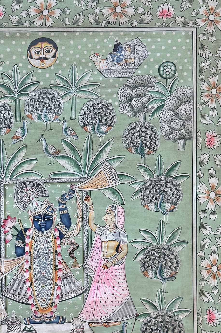 Vintage Handmade Pichwai Painting (Unframed / 60.9 x 91.4 cm)