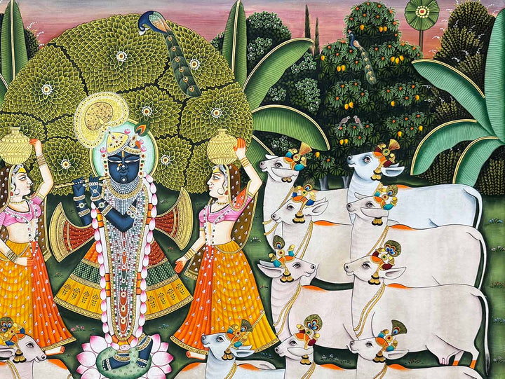 shrinathji with cows pichwai painting_4