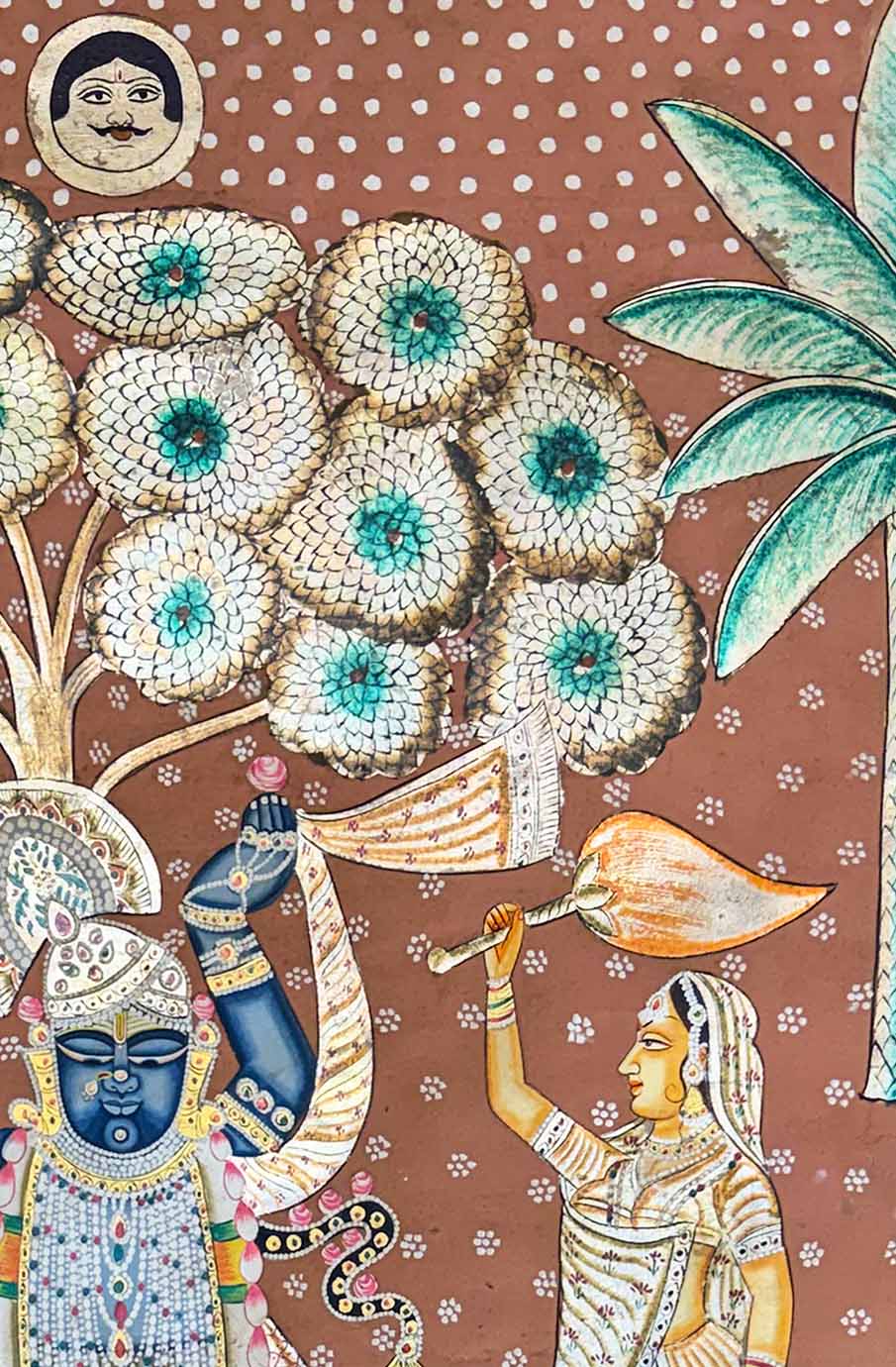 Pichwai Painting Shrinathji Darshan (Handmade / Unframed / 90.1 x 138.4 cm)