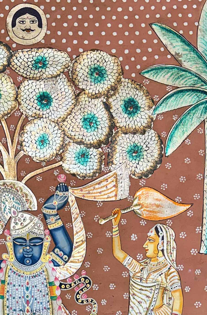 Pichwai Painting Shrinathji Darshan (Handmade / Unframed / 90.1 x 138.4 cm)