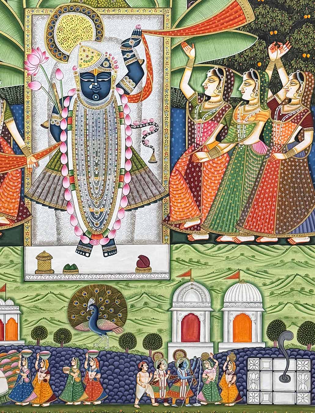 Exclusive Sharad Purnima Pichwai Painting (Handmade / Unframed / 91.4 x 121.9 cm)