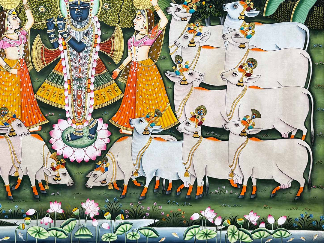 shrinathji with cows pichwai painting_5