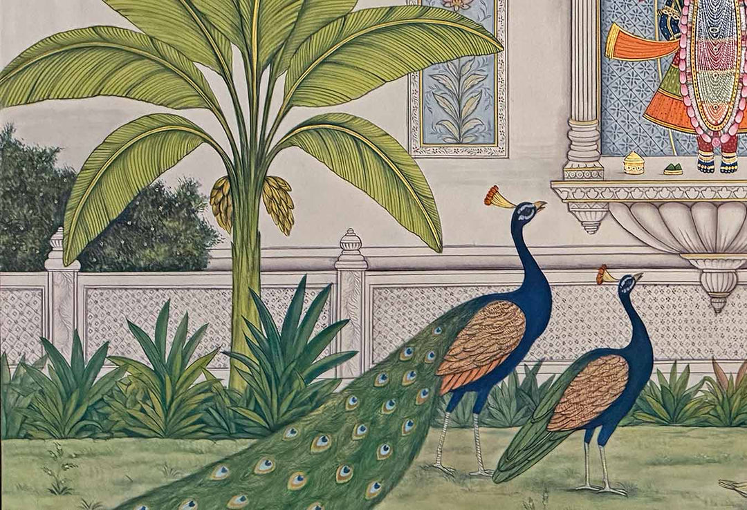 The Sacred Garden - Pichwai Painting (Handmade / Unframed / 106.6 x 167.6 cm)