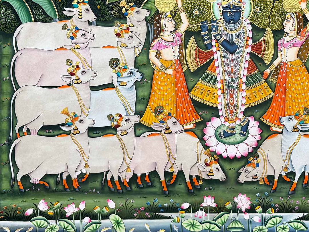 shrinathji with cows pichwai painting_6