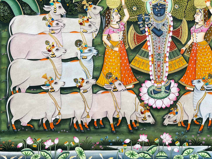 shrinathji with cows pichwai painting_6
