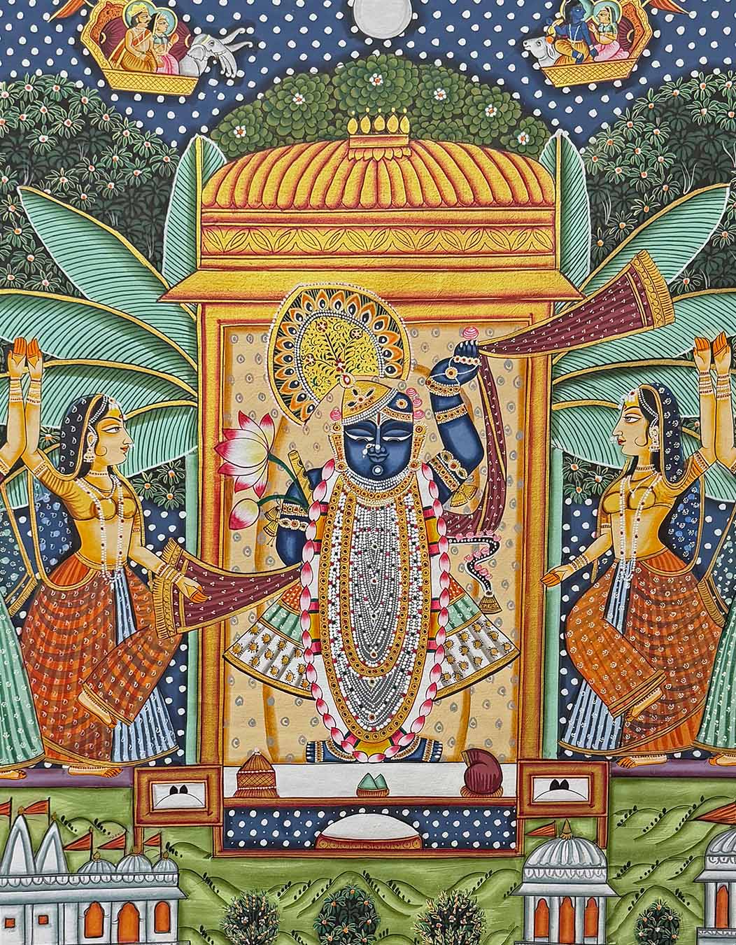 Traditional Handmade Pichwai Painting (Unframed / 91.4 x 121.5 cm)