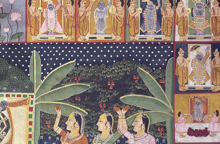 Sharad Purnima Pichwai Painting (Handmade / Unframed / 179.8 x 119.3 cm)