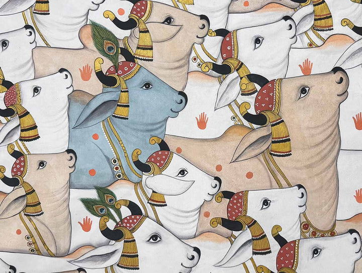 Cows Pichwai Painting (Handmade / Unframed / 121.9 x 91.4 cm)