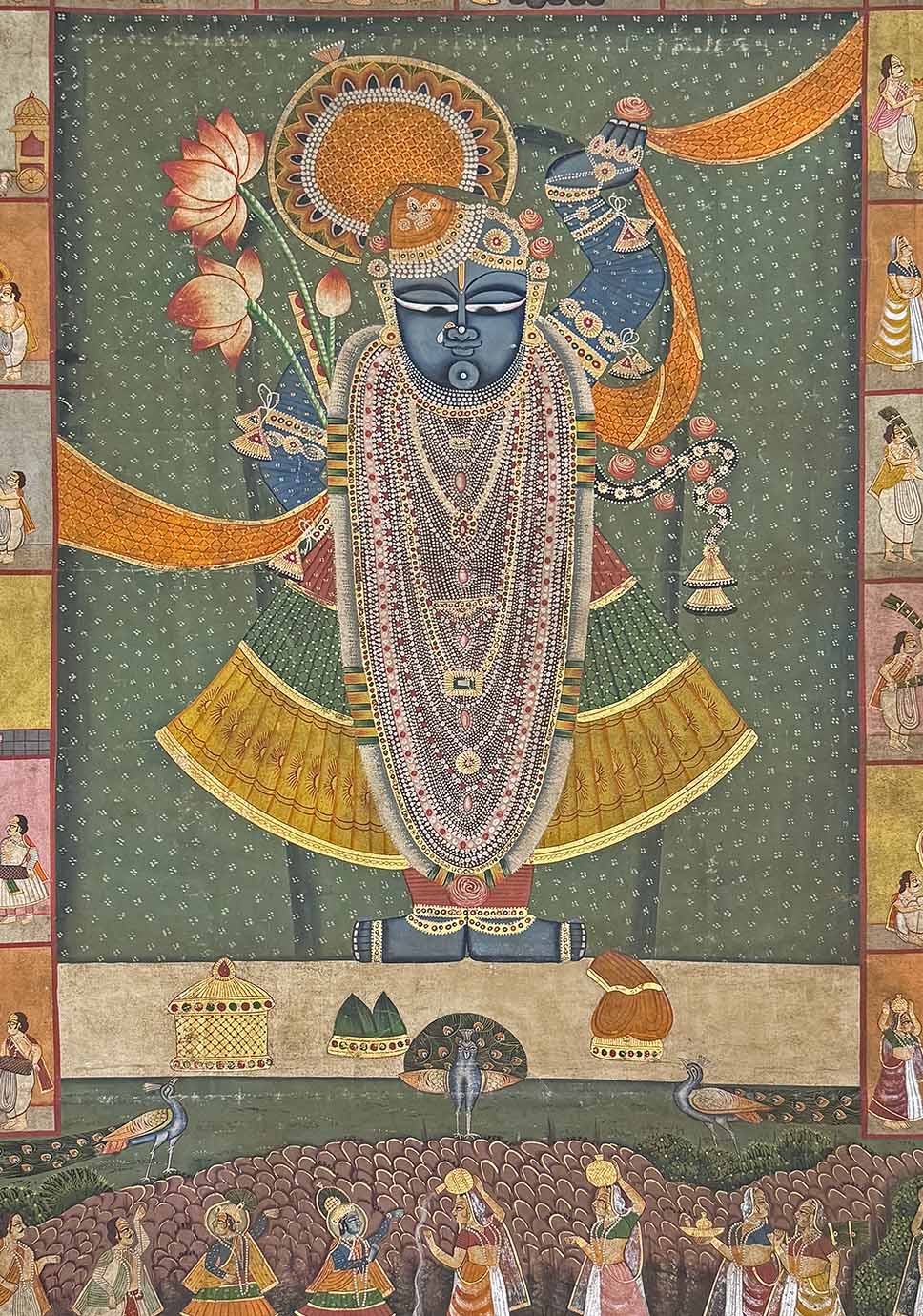 Shrinathji Pichwai Painting (Handmade / Unframed / 118.1 x 179 cm)