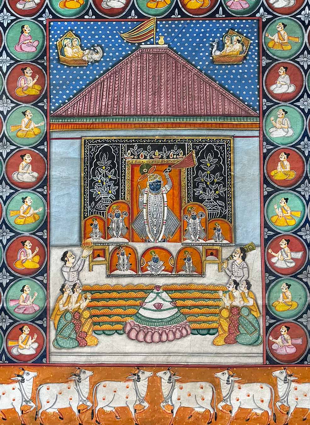 Vanshavali Pichwai Painting (Handmade / Unframed / 149.8 x 205.7 cm)