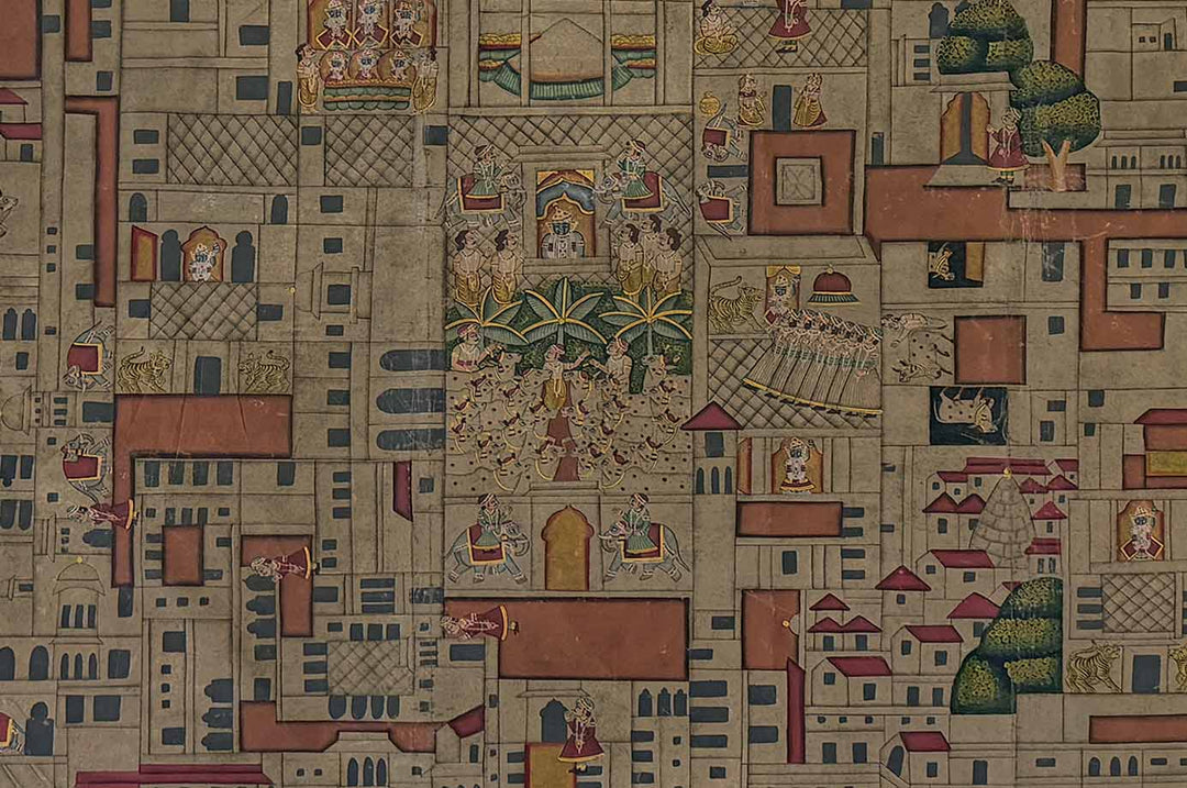 Nathdwara Ki Haveli Map Pichwai Painting (Handmade / Unframed / 120.6 x 151.1 cm)