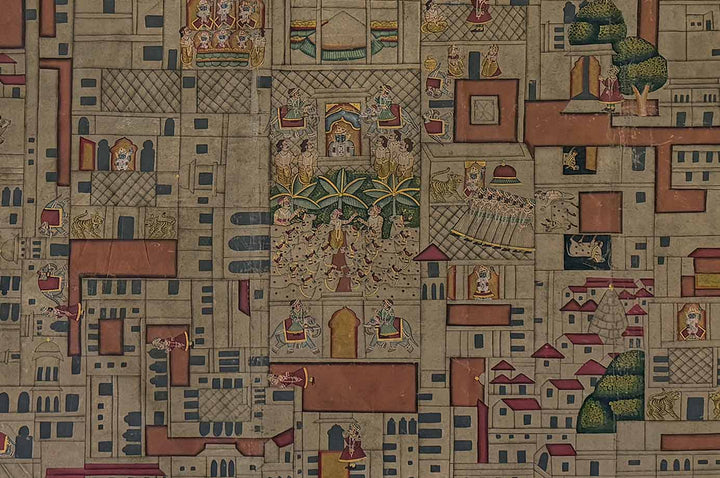 Nathdwara Ki Haveli Map Pichwai Painting (Handmade / Unframed / 120.6 x 151.1 cm)