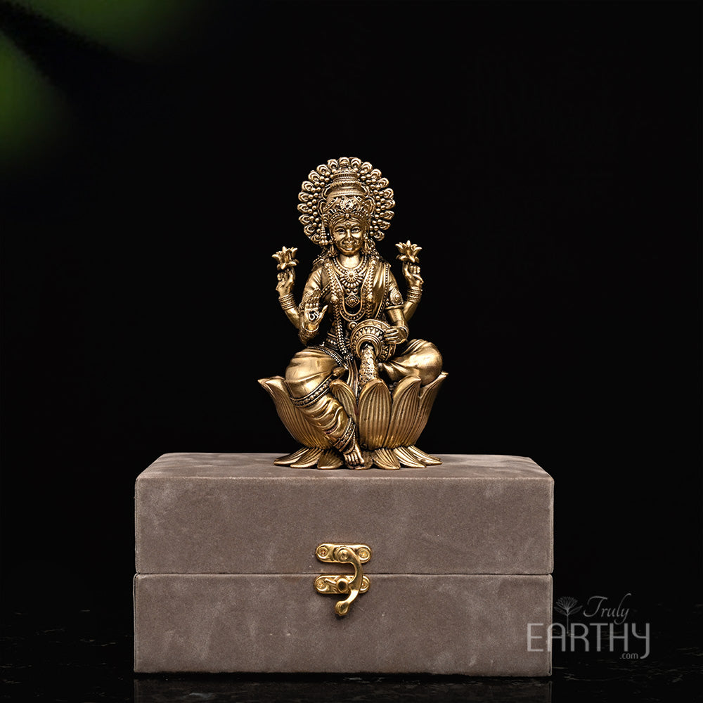 brass dhanlaxmi sculpture