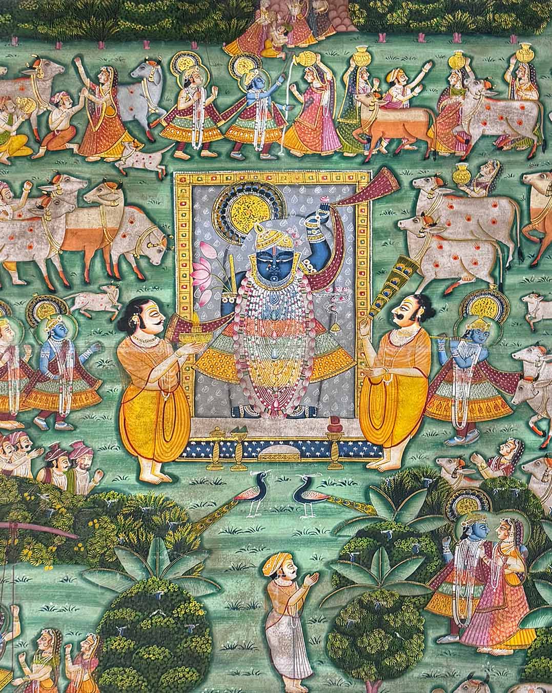 Daan Leela Large Pichwai Painting (Handmade / Unframed / 141.4 x 204.9 cm)
