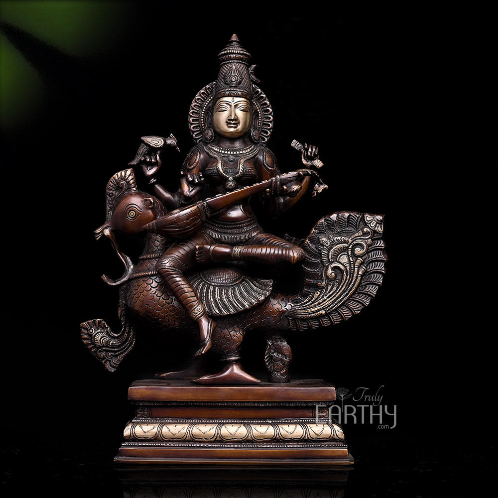brass saraswati statue