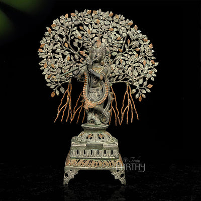 brass krishna sculpture
