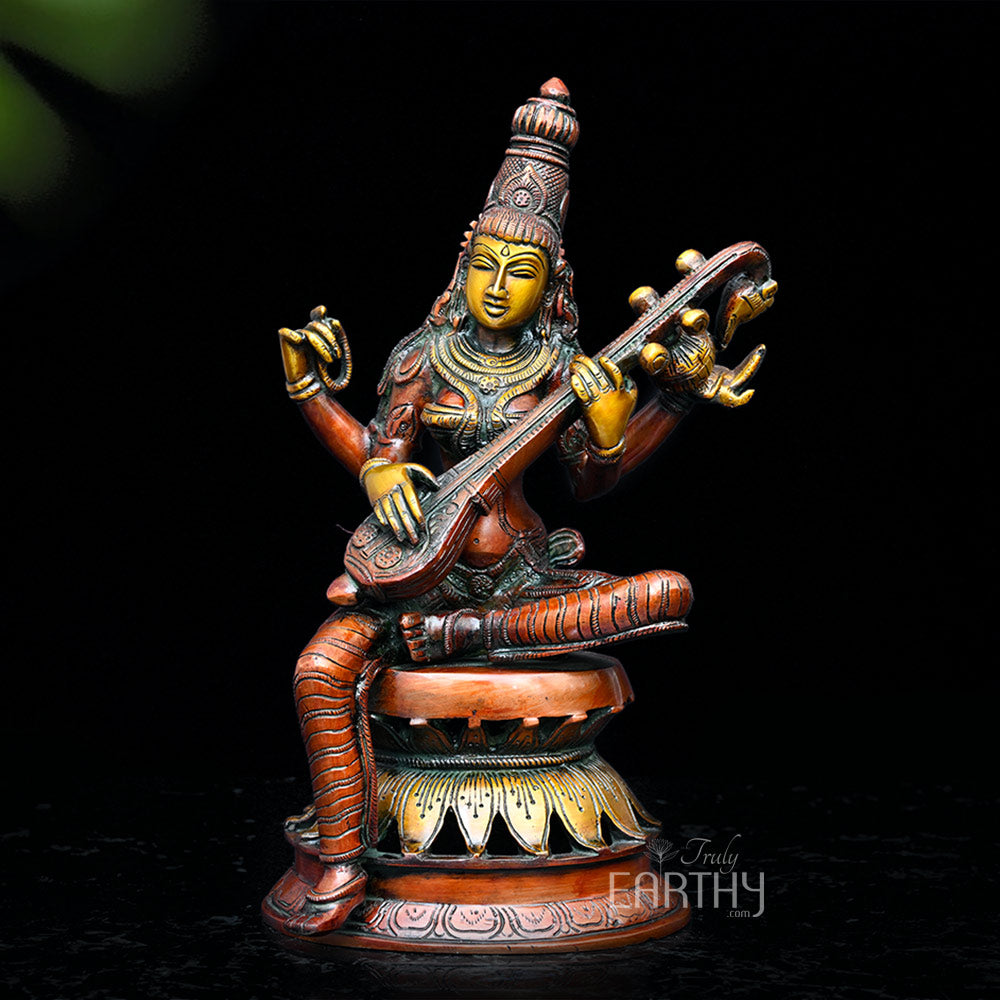 brass saraswati idol