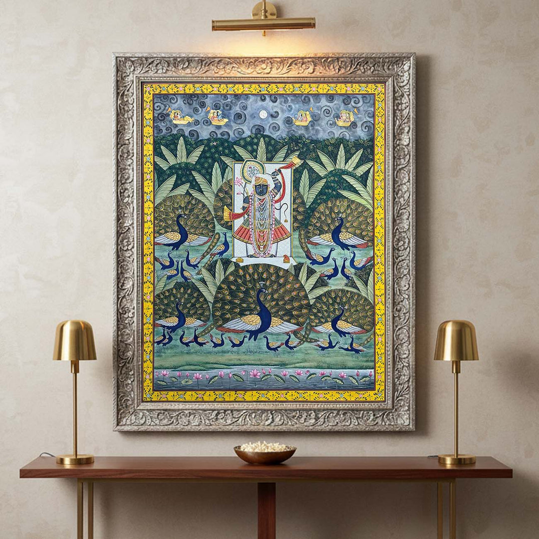 Saavan Leela: Mor Bangla Pichwai (Handmade / Unframed / 106.6 x 137.1 cm)
