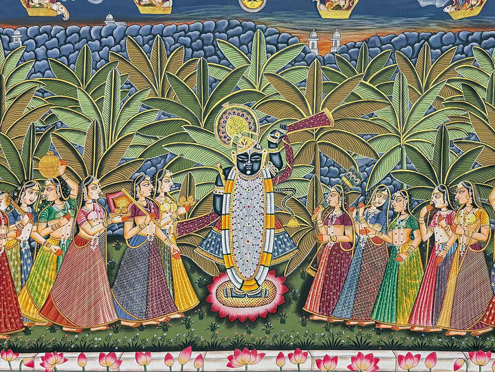 Govardhan Parvat Shrinathji - Handmade Pichwai Painting (Unframed / 91.4 x 121 cm)
