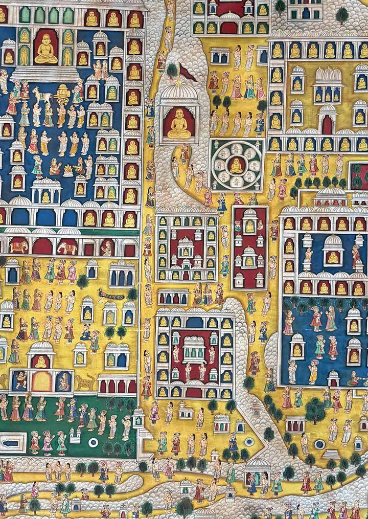 Pilgrimage Pathways - Pichwai Painting (Handmade / Unframed / 121.9 x 182.8 cm)