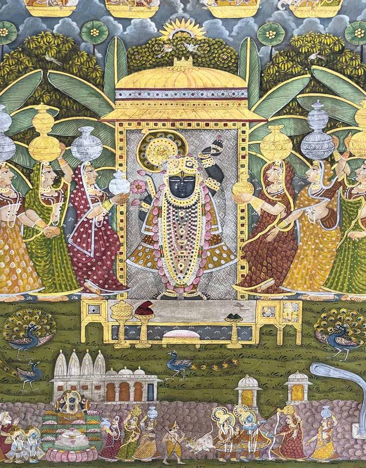 Shrinathji Pichwai Painting (Handmade / Unframed / 141.4 x 204.9 cm)