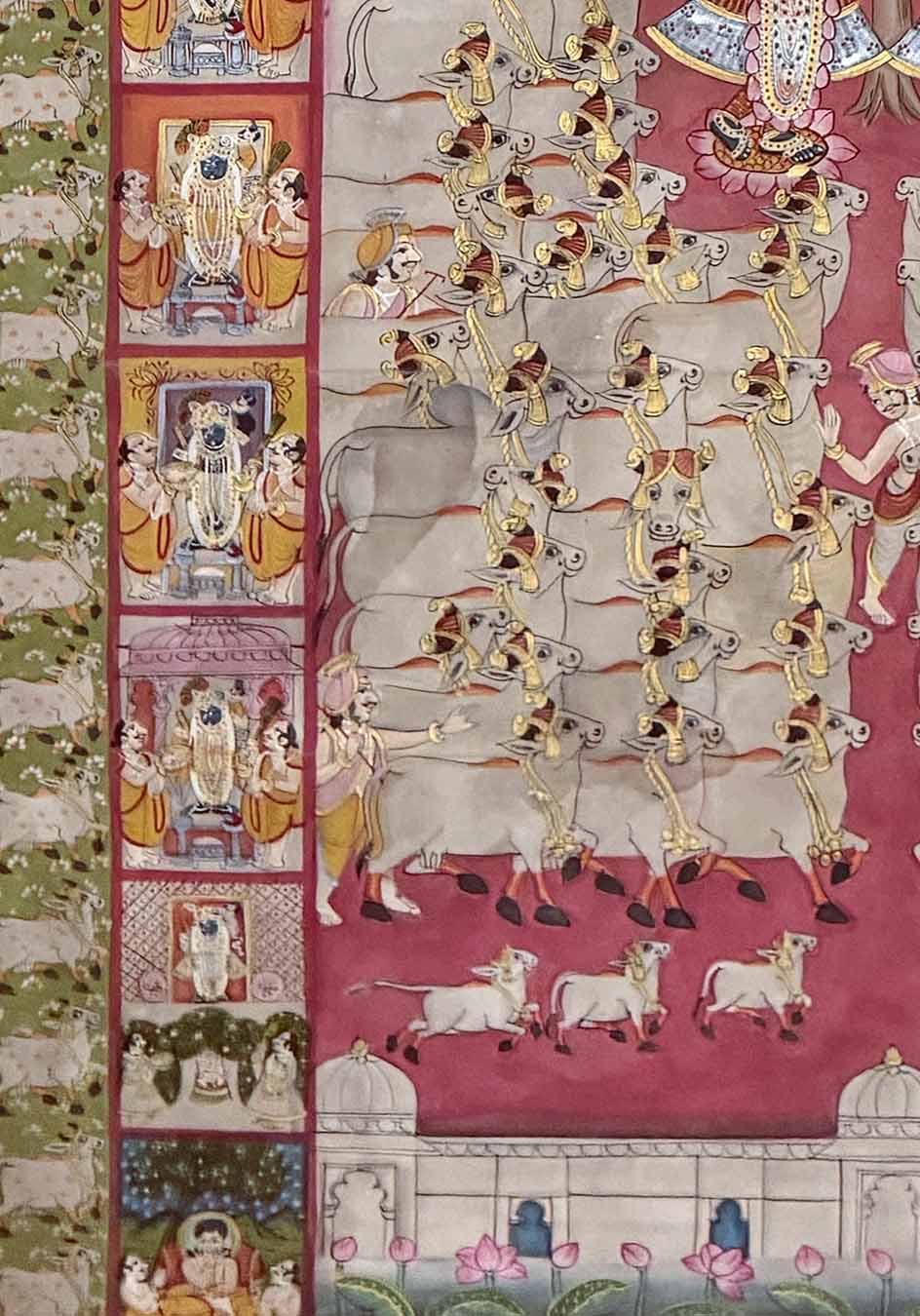 Shrinathji &amp; Dau Baba Utsav - Pichwai Painting (Handmade / Unframed / 115.5 x 178.8 cm)