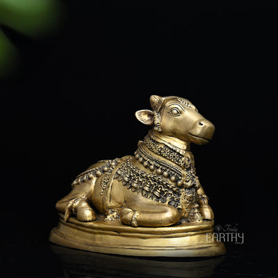 Brass Nandi Sculpture - Shiva's Escort