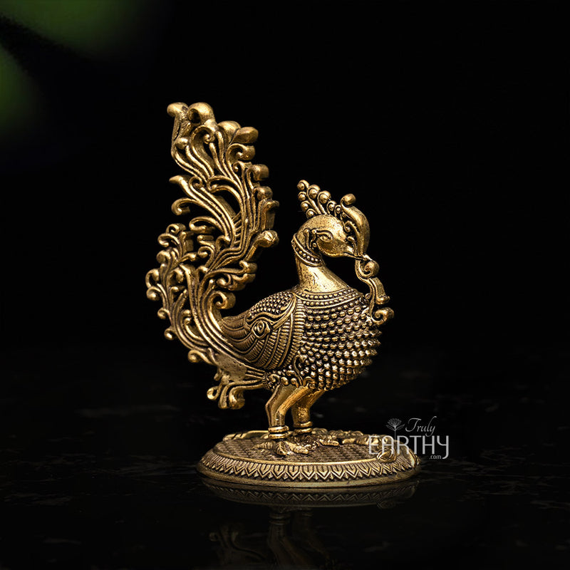 Small Superfine Peacock | Brass Statue