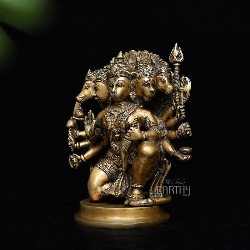 Brass Panchmukhi Hanuman Ji Idol