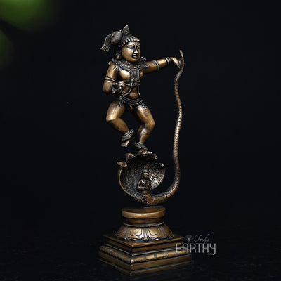 Brass Vintage Kaliya Krishna Sculpture